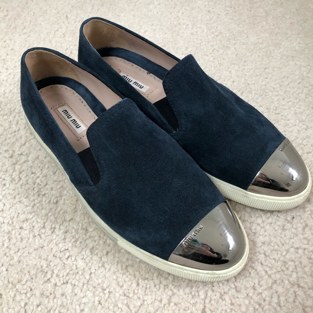 Miu Miu metal cap toe platform shoes, size 8.5